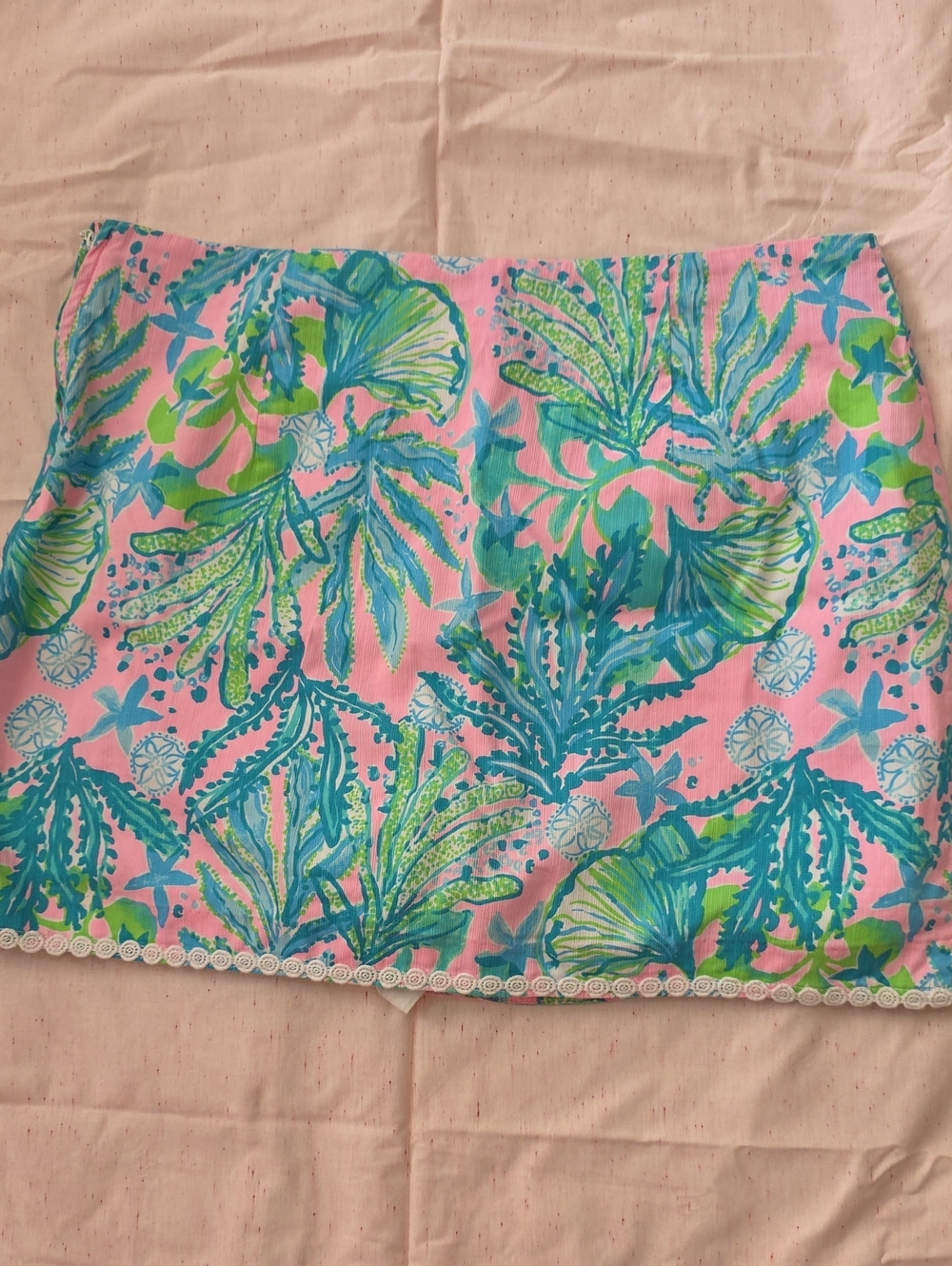 Lilly Pulitzer Pink with Aqua & Green Tropical Scalloped Skirt - Picture 8 of 10